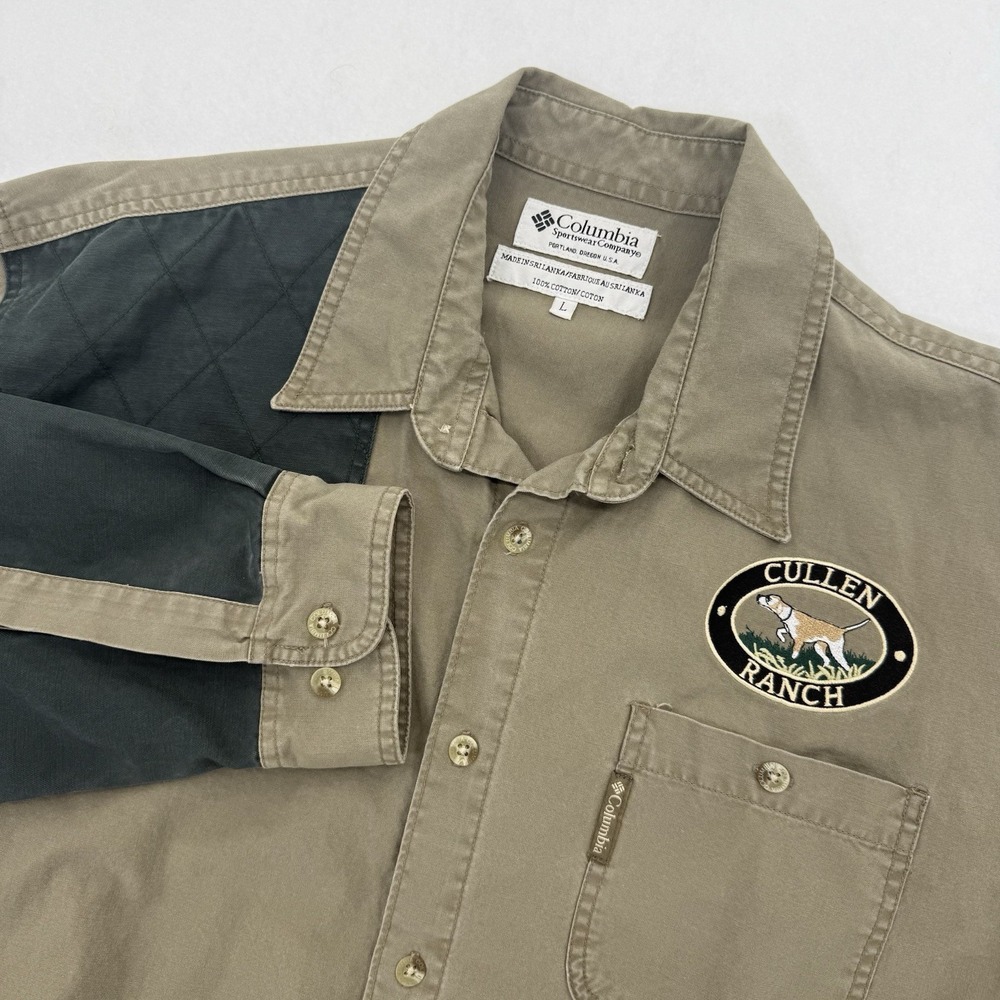 Vintage Columbia Briarshun Shirt Mens L Beige Hunting Shooting Outdoor Heavy 90s - Picture 1 of 9